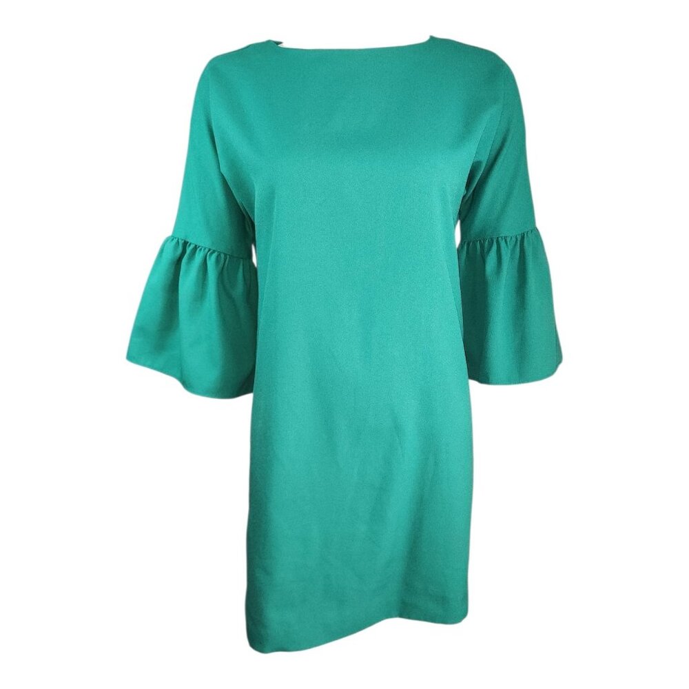 Banana‎ Republic Dress Womens Size 0 Solid All Green Bell Sleeve Tie Back